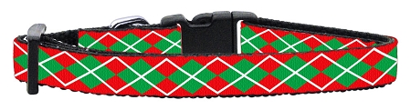 Christmas Argyle Nylon Ribbon Collar Cat Safety